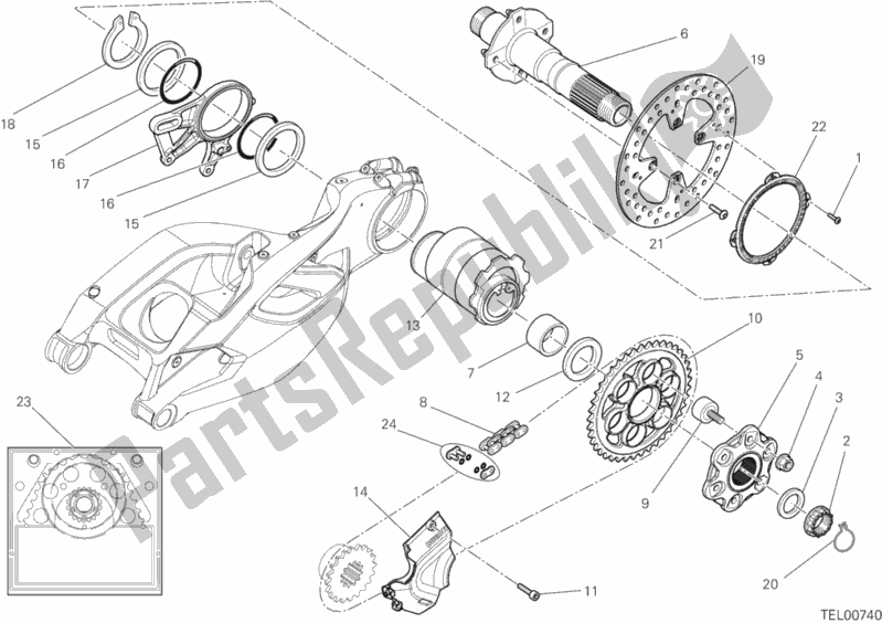 Todas as partes de Cubo, Roda Traseira do Ducati Multistrada 1200 ABS Brasil 2014